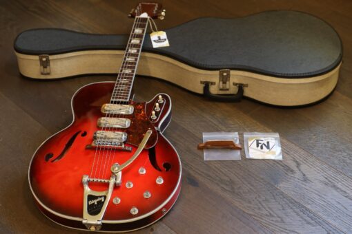 Case Queen! 1965 Harmony USA Silvertone 1454 Semi-Hollow Electric Guitar Red Burst + OHSC