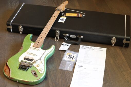 2022 LSL Saticoy 22-Fret Cactus Green Sparkle Over 3-Tone Burst Heavy Relic “Corday” + OHSC & Papers
