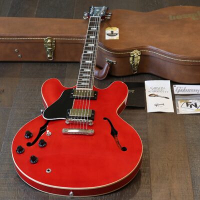 LEFTY! 2015 Gibson Memphis ES-335 Block Semi-Hollow Electric Guitar Cherry Red + COA OHSC