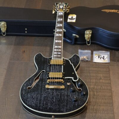 2021 D’Angelico Excel Mini DC Semi-Hollow Electric Guitar Black Dog + OHSC