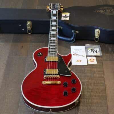 Monster Flame! Gibson Les Paul Custom Electric Guitar Figured Cherry Red + COA OHSC