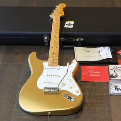 MINTY! 2020 Fender Lincoln Brewster Stratocaster Electric Guitar Aged Aztec Gold + COA OHSC