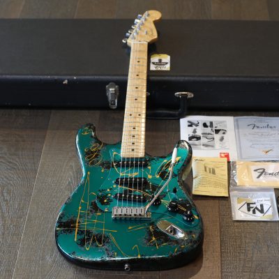 RARE! 1994 Fender Custom Shop Aluminum Stratocaster Electric Guitar Anodized Green Splatter + COA OHSC