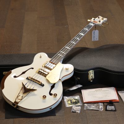 Unplayed! 2024 Gretsch G6136B-TP-AWT Tom Peterson Bass White Falcon + COA OHSC