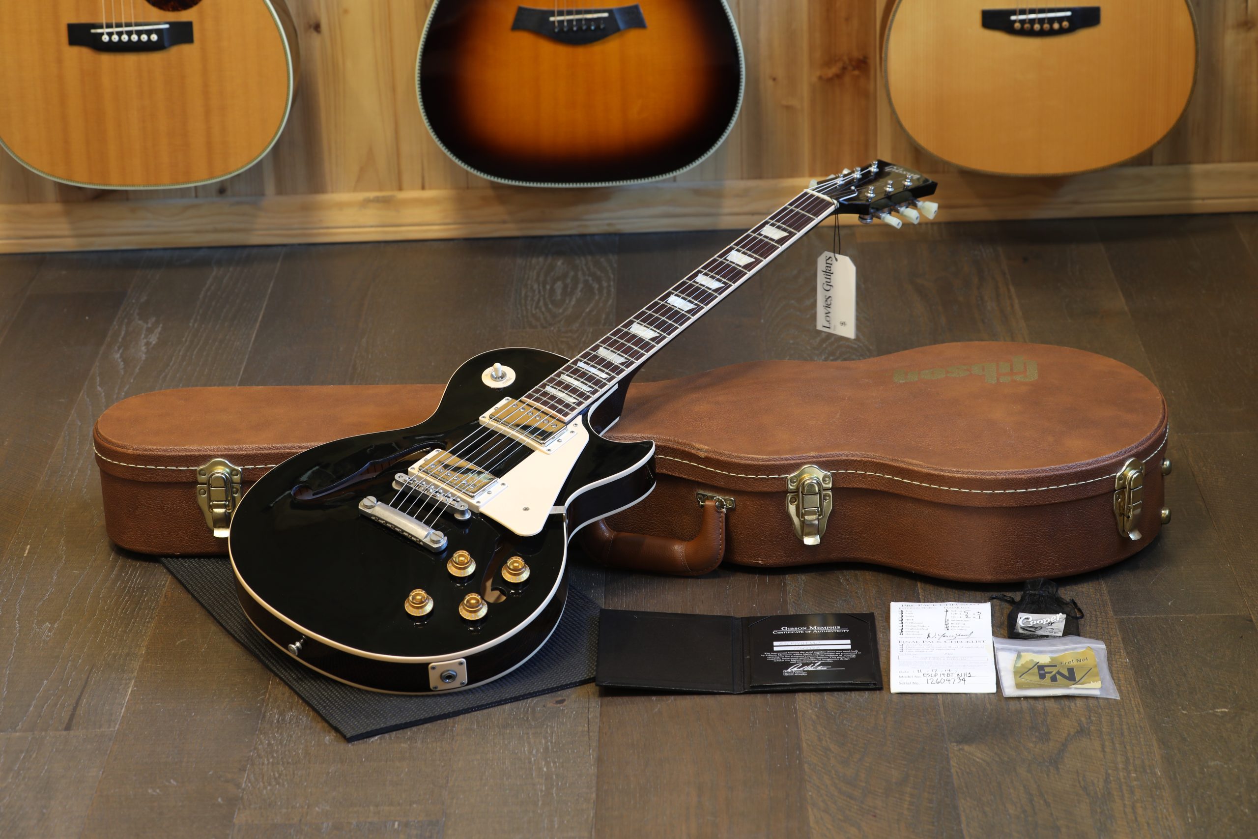 2014 Gibson Memphis ES-Les Paul Semi-Hollow Electric Guitar Black Ebony + COA OHSC