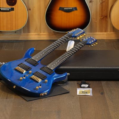 1992 Carvin DN612 6/12 String Double NeckNeck-Thru Electric Guitar Blue & Gold + OHSC