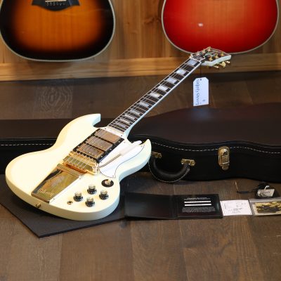 Minty! 2023 Gibson Custom Shop '63 Les Paul SG 3 PUP Reissue w/ Maestro Electric Guitar White + COA OHSC