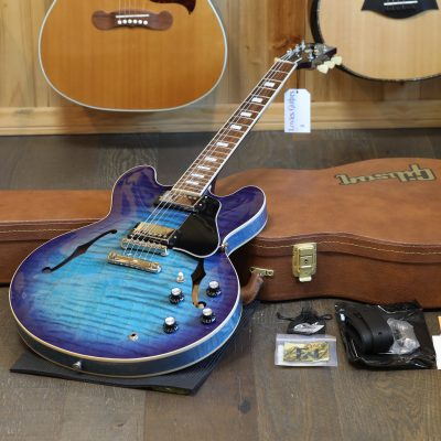 Minty! 2023 Gibson ES-335 Block Semi-Hollow Guitar Blueberry Flame Burst + OHSC