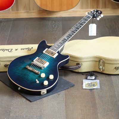 Minty! Huss & Dalton Meridian DC Double Cut Custom Electric Guitar Aqua Blue Opaque + OHSC