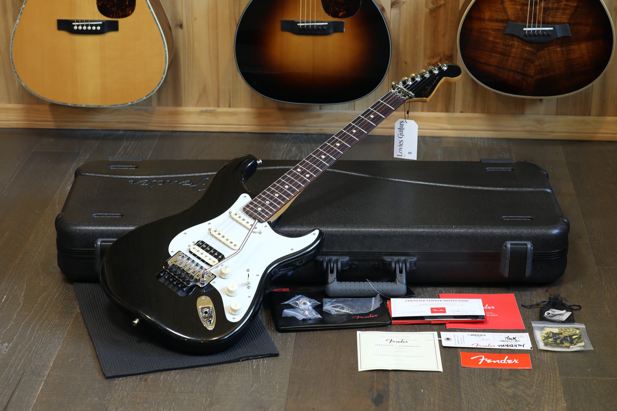 2024 Fender American Ultra Luxe w/ Floyd Rose Stratocaster Electric Guitar Mystic Black + COA OHSC