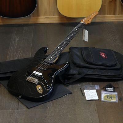 2017 Lance Alonzo Rallye S HSS Ash w/ Roasted Neck Electric Guitar Satin Black + GB